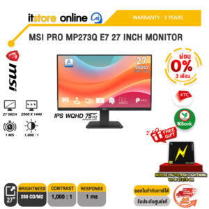 [ผ่อน 0% 3 เดือน]MSI PRO MP273Q E7 27 INCH MONITOR (IPS 2K 75Hz)/ประกัน 3 Years/BY ITSTORE-ONLINE