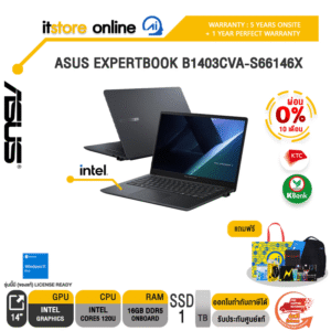 [ผ่อน 0% 10 เดือน]ASUS EXPERTBOOK B1403CVA-S66146X /Core 5 120U/ประกัน 5 Years Onsite + 1 Year Perfect Warranty/BY ITSTORE-ONLINE