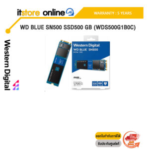 WD BLUE SN500 SSD500 GB (WDS500G1B0C) PCIe/NVMe M.2 2280 (ซื้อพร้อมเครื่อง ติดตั้งฟรี)/ประกัน 5 Years