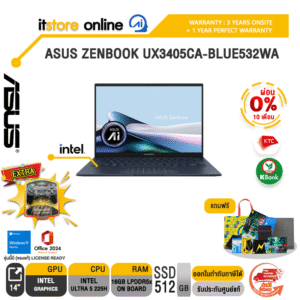 [ผ่อน 0% 10 เดือน]ASUS ZENBOOK UX3405CA-BLUE532WA /Ultra 5 225H/ประกัน 3 Years Onsite + 1 Year Perfect warranty/BY ITSTORE-ONLINE
