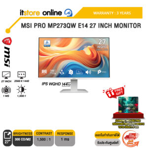 MSI PRO MP273QW E14 27 INCH MONITOR (IPS WQHD/144Hz) /ประกัน 3 Years/BY ITSTORE ONLINE