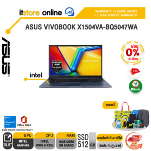 [ผ่อน 0% 10 เดือน]ASUS VIVOBOOK X1504VA-BQ5047WA /Core 5 120U/ประกัน 2 YEARS Onsite + 1Y Perfect warranty/BY ITSTORE-ONLINE