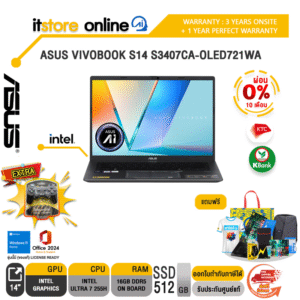 [ผ่อน 0% 10 เดือน]ASUS VIVOBOOK S14 S3407CA-OLED721WA /ประกัน 3 Years Onsite + 1 Year Perfect Warranty/BY ITSTORE-ONLINE
