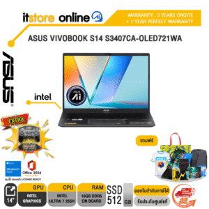 ASUS VIVOBOOK S14 S3407CA-OLED721WA /ประกัน 3 Years Onsite + 1 Year Perfect Warranty/BY ITSTORE-ONLINE