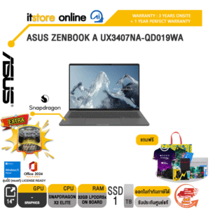ASUS ZENBOOK A UX3407NA-QD019WA /Snapdragon X2 Elite/ประกัน 3 Years Onsite + 1 Year Perfect warranty/BY ITSTORE-ONLINE