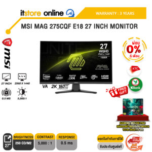 [ผ่อน 0% 6 เดือน]MSI MAG 275CQF E18 27 INCH MONITOR (VA 2K 180Hz)/ประกัน 3 Years/BY ITSTORE-ONLINE