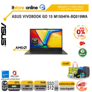 [ผ่อน 0% 10 เดือน]ASUS VIVOBOOK GO 15 M1504FA-BQ519WA /Ryzen 5 40/ประกัน 2 Years Onsite + 1 Year Perfect warranty/BY ITSTORE-ONLINE