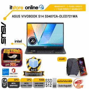 ASUS VIVOBOOK S14 S3407CA-OLED721WA /ประกัน 3 Years Onsite + 1 Year Perfect Warranty/BY ITSTORE-ONLINE
