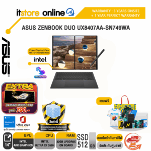 PRE-ORDER 30D/ASUS ZENBOOK DUO UX8407AA-SN749WA /Ultra X7 358H/ประกัน 3 Years Onsite + 1 Year Perfect Warranty/BY ITSTORE-ONLINE