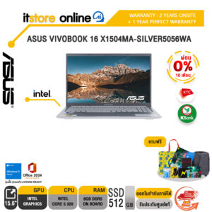 [ผ่อน 0% 10 เดือน]ASUS VIVOBOOK 16 X1504MA-SILVER5056WA /Core 5 320/ประกัน 2 Years Onsite + 1 Year Perfect Warranty/BY ITSTORE-ONLINE