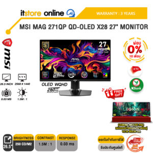 [ผ่อน 0% 10 เดือน] MSI MAG 271QP QD-OLED X28 27" MONITOR (OLED WQHD/280Hz) /ประกัน 3 Years/BY ITSTORE ONLINE