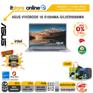 [ผ่อน 0% 10 เดือน]ASUS VIVOBOOK 16 X1504MA-SILVER5056WA /Core 5 320/ประกัน 2 Years Onsite + 1 Year Perfect Warranty/BY ITSTORE-ONLINE