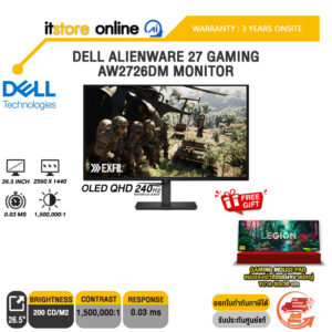 DELL ALIENWARE 27 GAMING AW2726DM MONITOR (OLED QHD 240Hz)/ประกัน 3 Years Onsite/BY ITSTORE-ONLINE