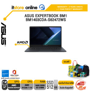 ASUS EXPERTBOOK BM1 BM1403CDA-S62472WS /Ryzen 7 170/ประกัน 3 Years Onsite +  1 Year Perfect warranty/BY ITSTORE-ONLINE