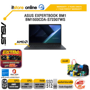 ASUS EXPERTBOOK BM1 BM1503CDA-S72307WS /Ryzen 7 170/ประกัน 3 Years Onsite +  1 Year Perfect warranty/BY ITSTORE-ONLINE