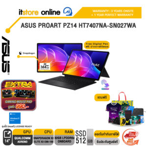 ASUS PROART PZ14 HT7407NA-SN027WA /Snapdragon X2 Elite X2-E88-100/ประกัน 3Y Onsite+1Y Perfect warranty/BY ITSTORE-ONLINE