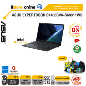 [ผ่อน 0% 10 เดือน]ASUS EXPERTBOOK B1403CVA-S69311WS /Core 7 150U/ประกัน 3 Years Onsite +  1 Year Perfect warranty/BY ITSTORE-ONLINE