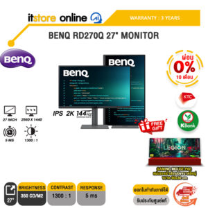 [ผ่อน 0% 10 เดือน]BENQ RD270Q 27" MONITOR (IPS 2K 144Hz)/ประกัน 3 Years/BY ITSTORE-ONLINE