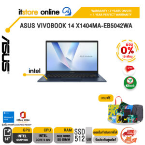 [ผ่อน 0% 10 เดือน]ASUS VIVOBOOK 14 X1404MA-EB5042WA /Core 5 320/ประกัน 2 Years Onsite + 1 Year Perfect warranty/BY ITSTORE-ONLINE