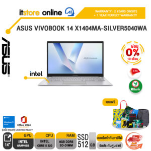 [ผ่อน 0% 10 เดือน]ASUS VIVOBOOK 14 X1404MA-SILVER5040WA /Core 5 320/ประกัน 2 Years Onsite + 1 Year Perfect warranty/BY ITSTORE-ONLINE