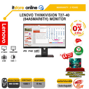 [ผ่อน 0% 6 เดือน]LENOVO THINKVISION T27-40 (64A5MAR6TH) MONITOR (IPS FHD 120Hz)/ประกัน 3 Years/BY ITSTORE-ONLINE