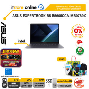 [ผ่อน 0% 10 เดือน]ASUS EXPERTBOOK B5 B5605CCA-MB0789X /Ultra 5 225H/ประกัน 3 Years Onsite +  1 Year Perfect warranty/BY ITSTORE-ONLINE