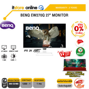 [ผ่อน 0% 10 เดือน]BENQ EW270Q 27" MONITOR (IPS 2K 200Hz)/ประกัน 3 Years/BY ITSTORE-ONLINE