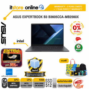 [ผ่อน 0% 10 เดือน]ASUS EXPERTBOOK B3 B3605CCA-MB2560X /Ultra 7 255H/ประกัน 3 Years Onsite + 1 Year Perfect Warranty/BY ITSTORE-ONLINE