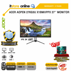 ACER AOPEN 27KG3U X1BMIIPPX 27'' MONITOR (IPS 2K 200Hz)/ประกัน 3 Years/BY ITSTORE-ONLINE