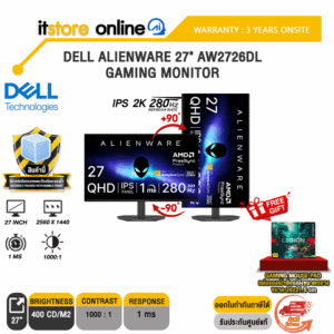 DELL ALIENWARE 27" AW2726DL GAMING MONITOR (IPS 2K 280Hz)/ประกัน 3 Years Onsite/BY ITSTORE-ONLINE