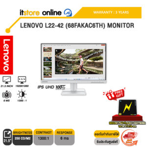 LENOVO L22-42 (68FAKAC6TH) MONITOR (IPS UHD 100Hz)/ประกัน 3 Years/BY ITSTORE-ONLINE