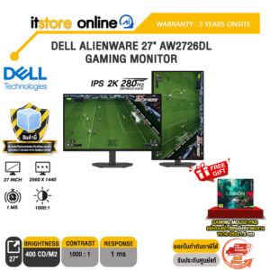 DELL ALIENWARE 27" AW2726DL GAMING MONITOR (IPS 2K 280Hz)/ประกัน 3 Years Onsite/BY ITSTORE-ONLINE