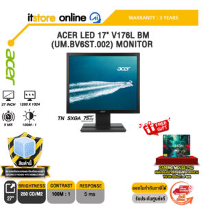 ACER LED 17" V176L BM (UM.BV6ST.002) MONITOR (TN SXGA 75Hz)/ประกัน 3 Years/BY ITSTORE-ONLINE