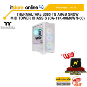 THERMALTAKE S380 TG ARGB SNOW MID TOWER CHASSIS (CA-11K-00M6WN-00) /ประกัน 1 Year/BY ITSTORE-ONLINE