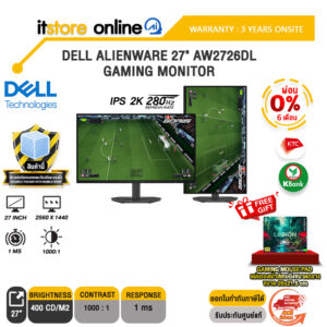 [ผ่อน 0% 6 เดือน]DELL ALIENWARE 27" AW2726DL GAMING MONITOR (IPS 2K 280Hz)/ประกัน 3 Years Onsite/BY ITSTORE-ONLINE