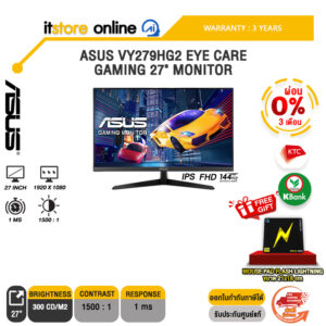 [ผ่อน 0% 3 เดือน]ASUS VY279HG2 EYE CARE GAMING 27" MONITOR (IPS FHD 144Hz)/ประกัน 3 Years/BY ITSTORE-ONLINE