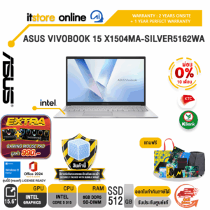 [ผ่อน 0% 10 เดือน]ASUS VIVOBOOK 15 X1504MA-SILVER5162WA /Core 5 315/ประกัน 3 Years Onsite + 1 Year Perfect warranty/BY ITSTORE-ONLINE