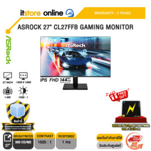 ASROCK 27" CL27FFB GAMING MONITOR (IPS FHD 144Hz)/ประกัน 3 Years/BY ITSTORE-ONLINE