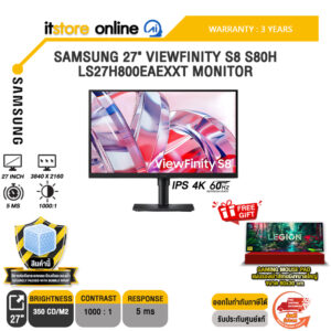 SAMSUNG 27" VIEWFINITY S8 S80H LS27H800EAEXXT MONITOR (IPS 4K 60Hz)/ประกัน 3 Years/BY ITSTORE-ONLINE