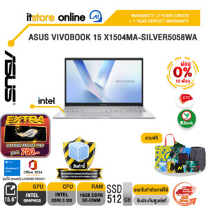 [ผ่อน 0% 10 เดือน]ASUS VIVOBOOK 15 X1504MA-SILVER5058WA /Core 5 320/ประกัน 2 Years Onsite + 1 Year Perfect warranty/BY ITSTORE-ONLINE