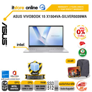 [ผ่อน 0% 10 เดือน]ASUS VIVOBOOK 15 X1504VA-SILVER5039WA /Core 5 120U/ประกัน 2 Years Onsite + 1 Year Perfect warranty/BY ITSTORE-ONLINE