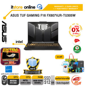 [ผ่อน 0% 10 เดือน]ASUS TUF GAMING F16 FX607VJR-TU305W /Core 5 205H/ประกัน 2 Years Onsite + 1 Year Perfect warranty/BY ITSTORE-ONLINE