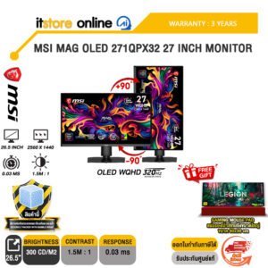 MSI MAG OLED 271QPX32 27 INCH MONITOR (OLED WQHD 320Hz)/ประกัน 3 Years/BY ITSTORE-ONLINE